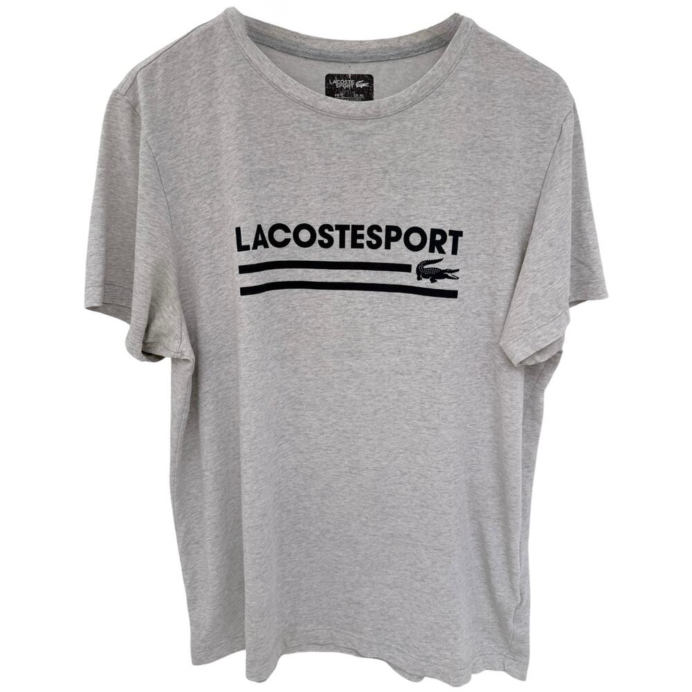 Lacoste Sport T Shirt Mens XL Gray Logo Graphic Tee